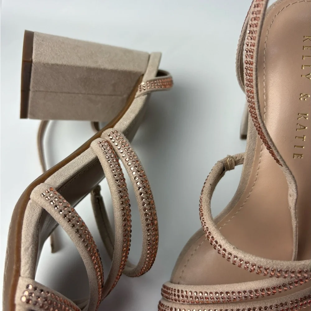 Kelly & Katie blush/nude rhinestone heels 7.5